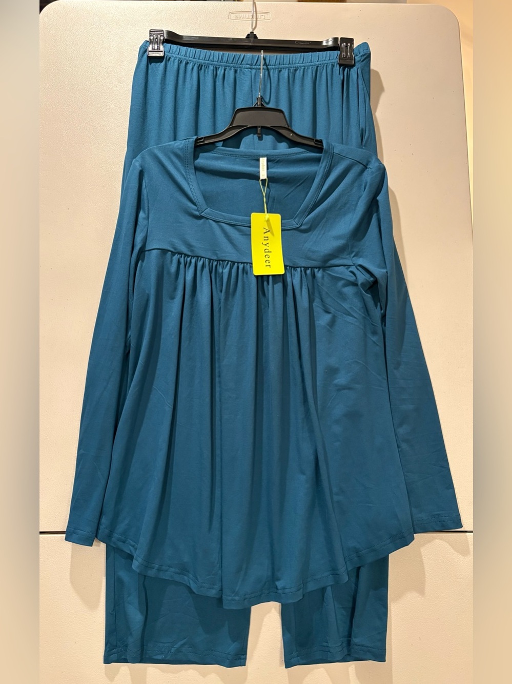 Teal Long-Sleeve Gathered Tunic